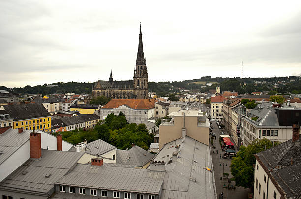 mariae empfaengnis kathedrale - linz austria upper austria roof stock-fotos und bilder