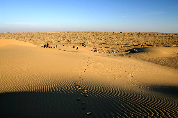 Tourists camp in Thar desert stock photo