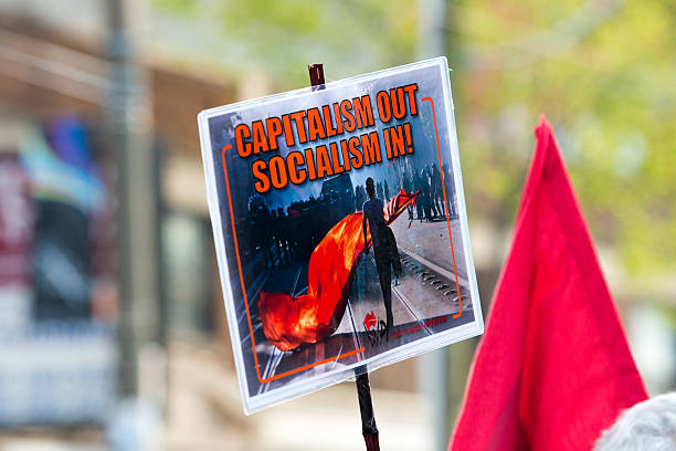 The Words 'Socialist' in Light Box Trend.  This is tinted red and green.