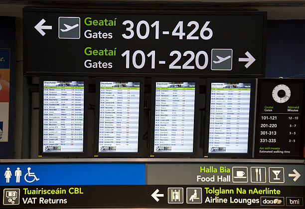 Departures Board, Dublin Airport, Republic of Ireland stock photo