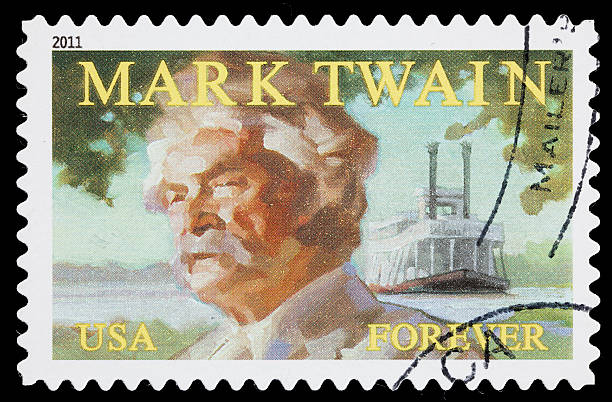 usa mark twain briefmarke - postage stamp correspondence postmark macro stock-fotos und bilder