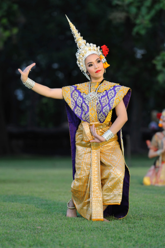 Nakhonratchasima, Thailand - November 12, 2011: Thai dancer is showing Thai classical dance in Phimai festival at Phimai historical park, Nakhonratchasima province, Thailand