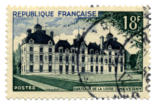 Vernon, Connecticut, USA - December 12, 2007: Postage stamp depicts the ChAteau de Cheverny. The stamp was issued in 1954. The ChAteau de Cheverny is located in the Loire Valley in France and is a major tourist attraction. It was built between 1624 and 1630 by Philippe Hurault.