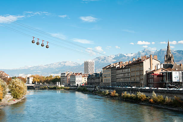 Cable railways in Grenoble, France stock photo