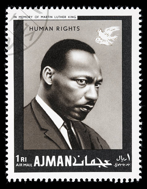 Sacramento, California, USA - December 25, 2008: A 1968 Ajman postage stamp with a portrait of Martin Luther King, Jr. The stamp is part of the \