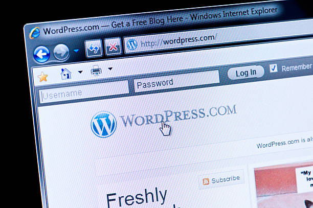 WordPress - Macro shot of real monitor screen stock photo