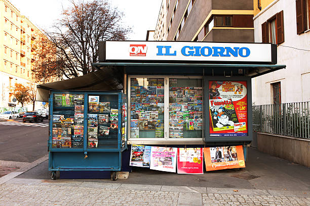 Newsstand in Milan, Italy 2 stock photo