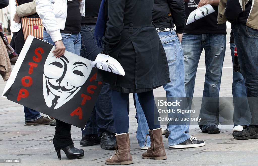 Anti-ACTA Demonstration - Lizenzfrei Abmachung Stock-Foto