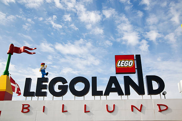 Legoland Billund, Denmark - August, 03th 2011: The Legoland sign and logo over the entrance in Billund, Denmark. billund stock pictures, royalty-free photos & images