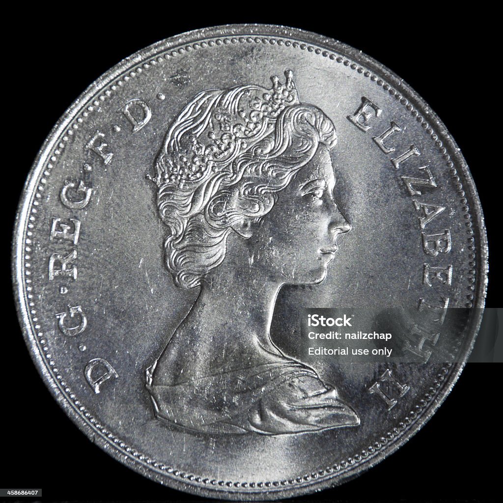 Reino Unido moeda com Retrato da Rainha Elizabeth II - Foto de stock de Moeda Britânica royalty-free