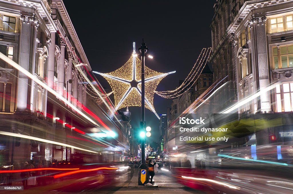 Luzes de Natal, Oxford Circus, Londres - Foto de stock de Arquitetura royalty-free