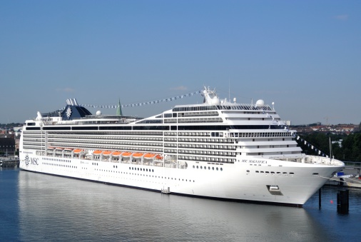 cruise ship AIDAnova at  Ostseekai cruise terminal in Kiel, Germany