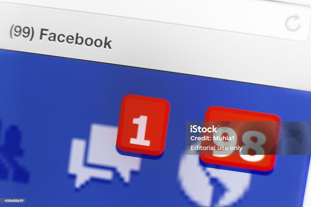 Les notifications de Facebook sur iPad nouveau - Photo de Page - Livre libre de droits