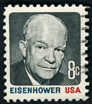 Richmond, Virginia, USA - November 7th, 2011:  Cancelled Stamp From The United States Featuring President Dwight D. Eisenhower.  He Was A 5 Star General And Commanded Forces During World War II Before Becoming President Of The United States.