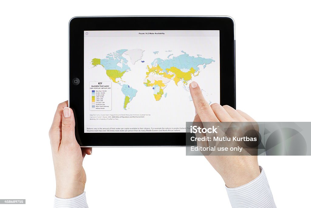 Apple iPad com 3 g com Mapa do Mundo - Royalty-free Mapa do Mundo Foto de stock