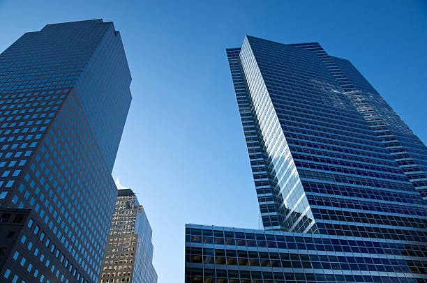 goldman sachs global & world financial center, sede de los edificios de la ciudad de nueva york - cityscape new york city manhattan low angle view fotografías e imágenes de stock