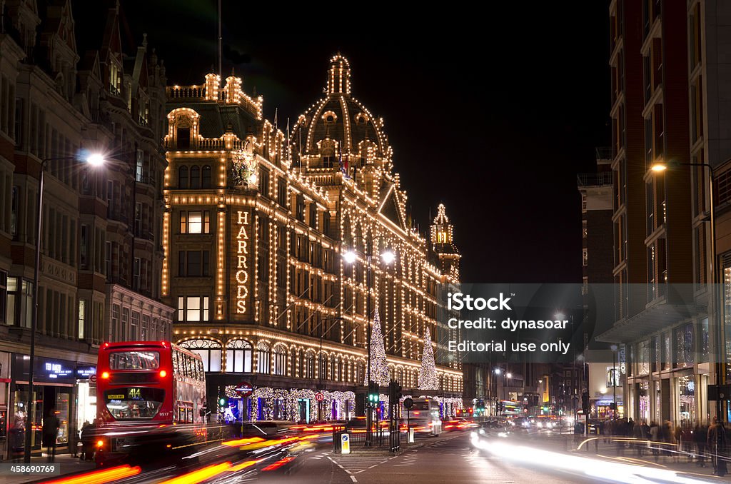 Kaufhaus Harrods bei Nacht, Knightsbridge, London - Lizenzfrei Harrods Stock-Foto