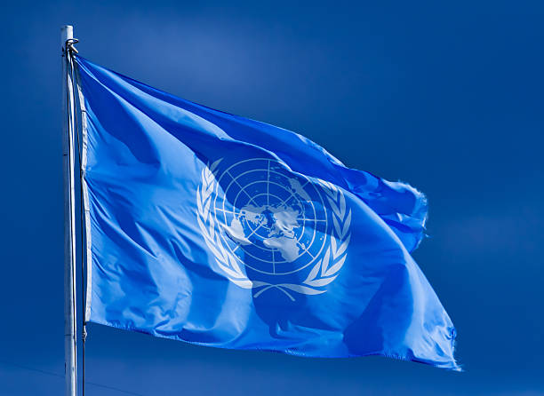 Flaga Organizacji Narodów Zjednoczonych. – zdjęcie