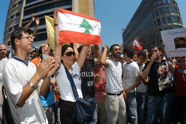 Protest in Beirut stock photo