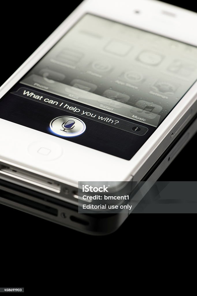 인명별 Apple iPhone 4S, Siri 데테일 - 로열티 프리 iPhone 스톡 사진