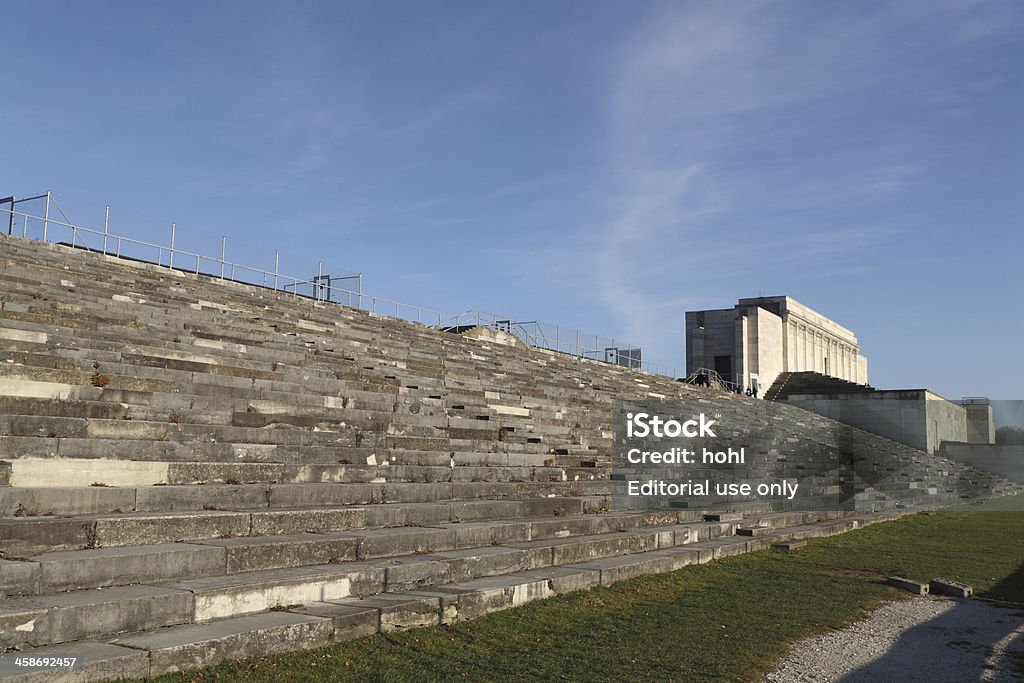 historical building - Zeppelin Tribune in Nuremberg Nuremberg, Germany - November 28, 2011: The Zeppelin Tribune in Nuremberg, part of the Reichsparteitagsgelaende / Nazi Party Rally Grounds and part of the naziarchitecture in daylight. Nazi Party Rally Grounds Stock Photo