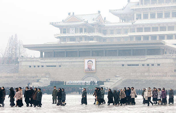 personas de luto en corea del norte - kim jong il fotografías e imágenes de stock