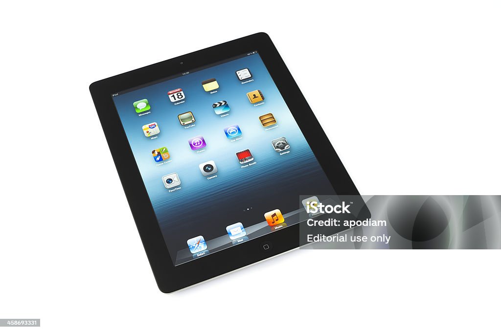 Preto ipad3 em fundo branco - Foto de stock de Aplicação móvel royalty-free