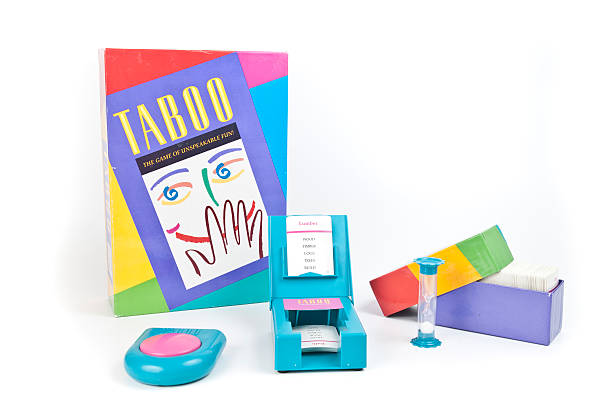 Taboo Word Game with Equipment Displayed stock photo