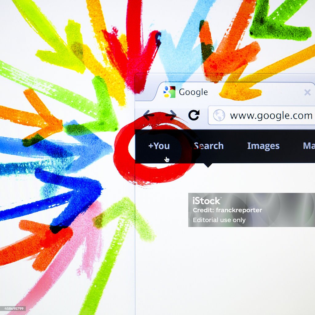 O Google Plus Tour interativo-nova rede Social - Foto de stock de .com royalty-free