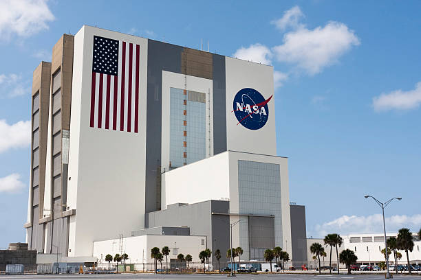 NASA Launch Control at Kennedy Space Center, Cape Canaveral Cape Canaveral, USA - June, 8th 2008: Exterior view of NASA\'s Launch Control Center at Kennedy Space Center, Cape Canaveral in Florida nasa kennedy space center photos stock pictures, royalty-free photos & images