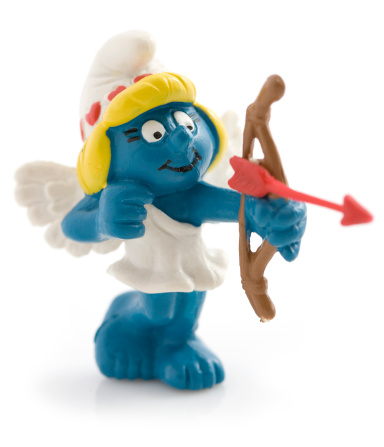 Gothenburg, Sweden - February, 5th 2011: Smurf figure with bow and arrow. Manufactured by Schleich GmbH.