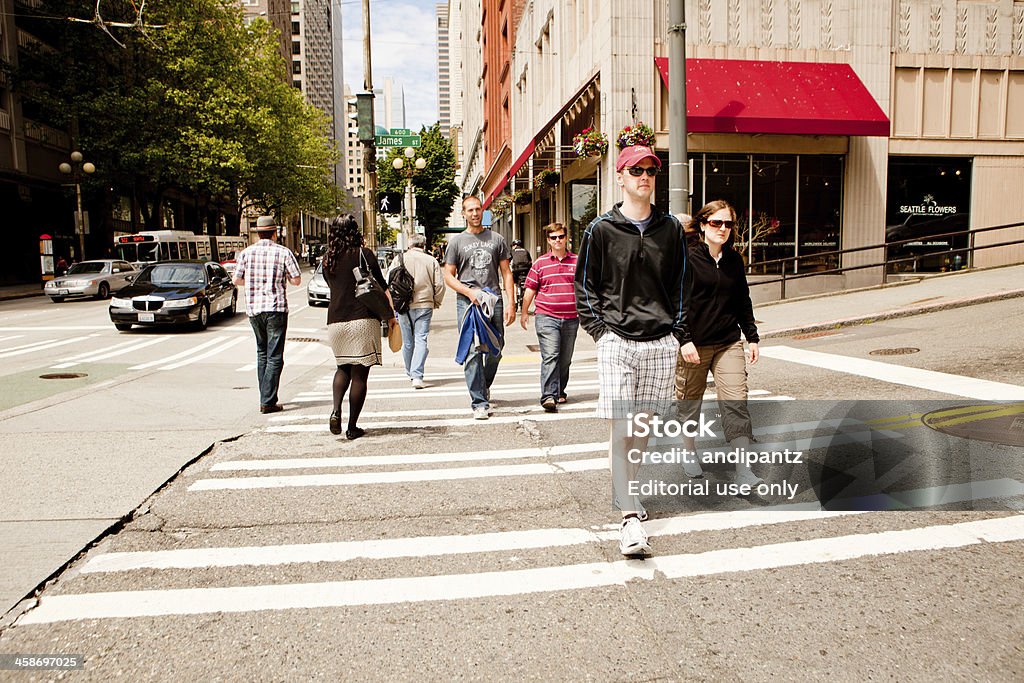 Streets of Seattle Seattle, Washington, USA - June 17, 2011: People walking along the streets of downtown Seattle. Activity Stock Photo