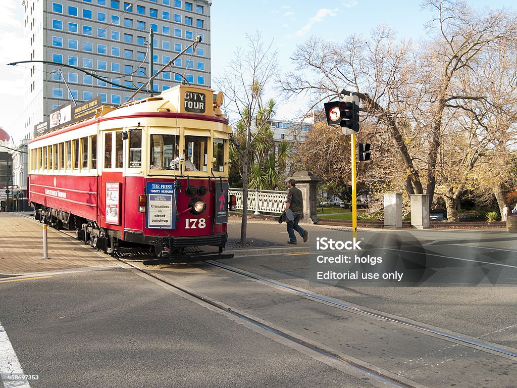 Historische Straßenbahn in Christchurch New Zealand - Lizenzfrei Bildkomposition und Technik Stock-Foto