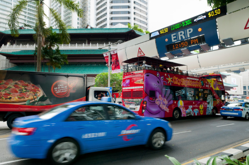 Orchard Road, Singapore - June 3, 2011: Electronic Road Pricing (ERP) gentry, located between Tangs Plaza and ION Orchard,