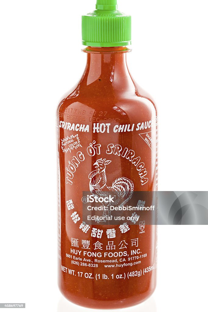Sriracha Sos Hot Chili - Zbiór zdjęć royalty-free (Butelka)