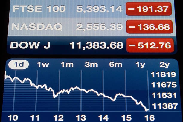 quotazione di borsa - nasdaq dow jones industrial average moving down falling foto e immagini stock