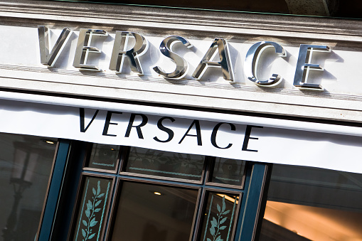 Venice, Italy - February, 21 2011: view of the Versace Store sign located in Venice.