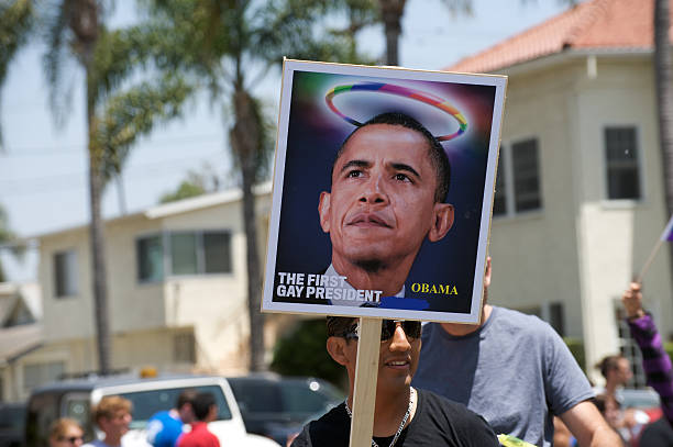 Obama supports the gay and lesbian community stock photo