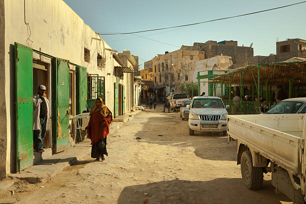 Suburb street view in the old part of Tripoli stock photo