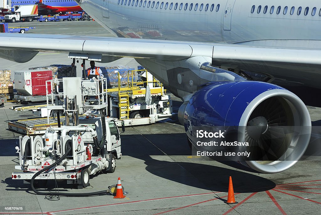 Commercial Airplane Refueling  Refueling Stock Photo