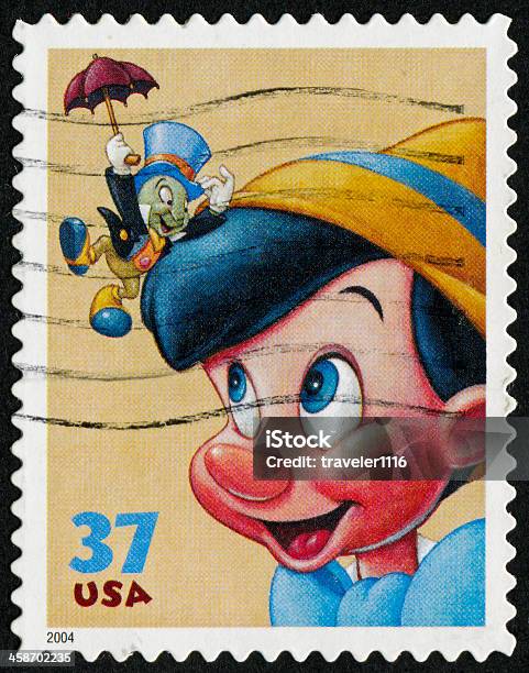 Pinocchio Pieczęć - Stockowe grafiki wektorowe i więcej obrazów Disney - Disney, Pinocchio, Znaczek pocztowy