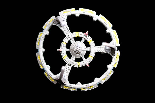 Guardian of the Wormhole Vancouver, Canada - November 13, 2011: A model of starbase Deep Space Nine from the Star Trek television series, on a black background. The model was made by the Micro Machines division of the Galoob toy company. star trek characters stock pictures, royalty-free photos & images