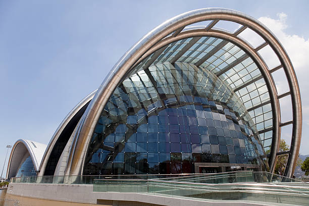 Port of Spain National Academy for the Performing Arts Port of Spain, Trinidad and Tobago - March 22, 2010: National Academy for the Performing Arts was opened in November 2009. The buildig is  shaped like a chaconia, the national flower, and is designed for performance and teaching with a dedicated stage for steel pan. port of spain stock pictures, royalty-free photos & images