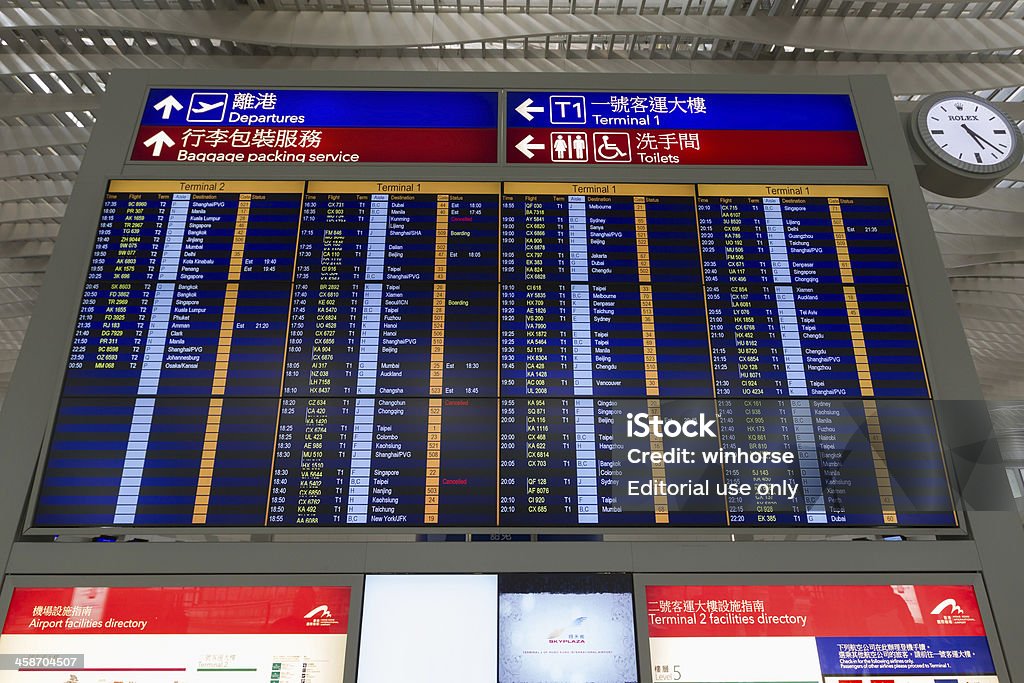 Placa de partidas do Aeroporto Internacional de Hong Kong - Royalty-free Aeroporto Foto de stock