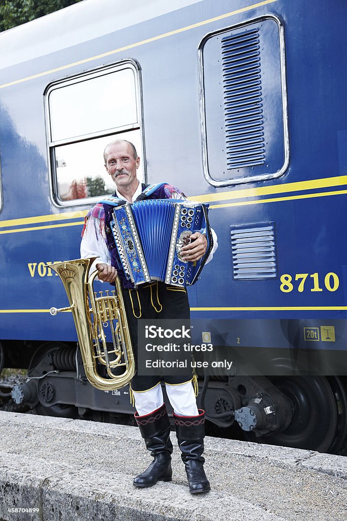 Slowenische Mann in traditioneller Kleidung spielt Akkordeon - Lizenzfrei Akkordeon - Instrument Stock-Foto