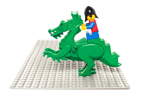 Albuquerque, USA - December 4, 2011: Vintage Lego castle knight riding dragon. The fugurine is from 1992.