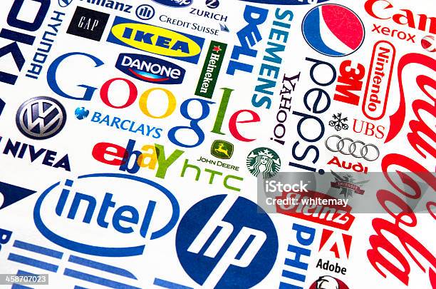 Foto de Revista Página De Logotipos e mais fotos de stock de Logotipo - Logotipo, Grupo grande de objetos, Intel