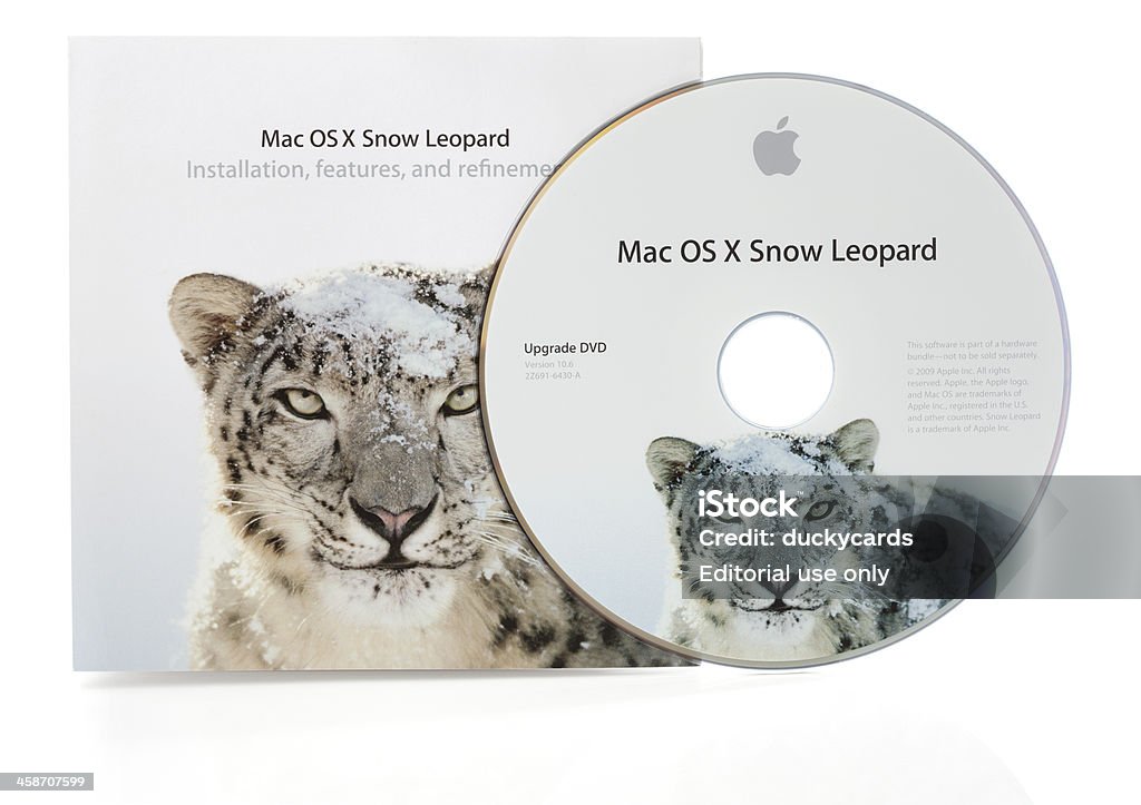 Mac OSX Snow Leopard disco e folheto - Foto de stock de Aprimoramento royalty-free