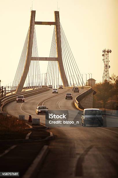 Suspended Bridge At Dusk Stock Photo - Download Image Now - Architecture, Bent, Bridge - Built Structure