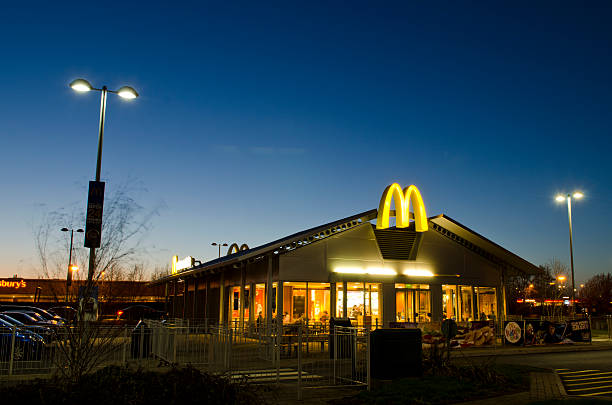 McDonald's restaurant at dusk, United Kingdom stock photo